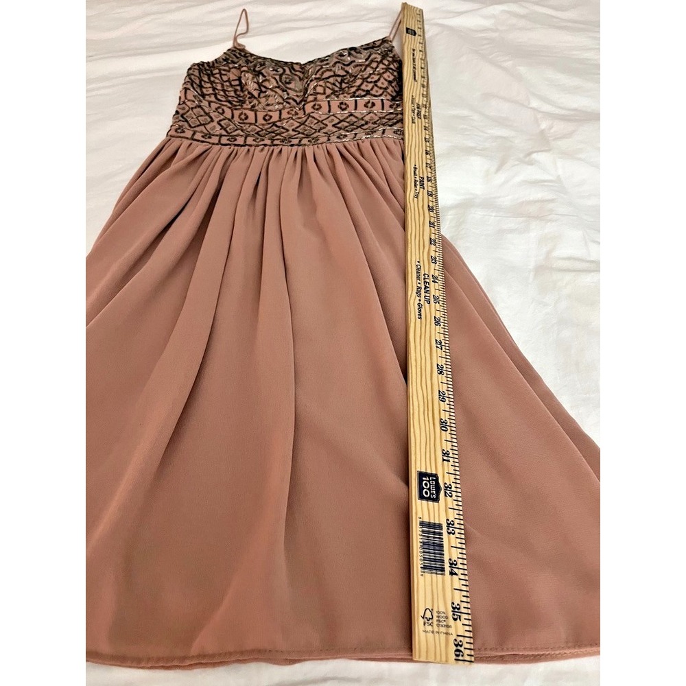 BHLDN Embellished Chiffon Dress Beaded Bodice Blush Spaghetti Straps Prom Spring - Picture 4 of 9